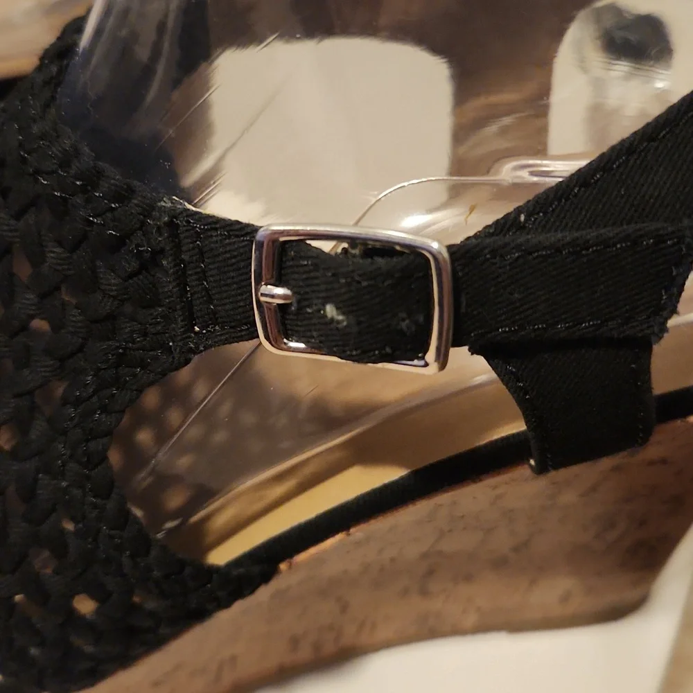 SO Elegant Black Woven Women's Sandal Wedges